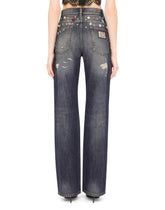 Jeans with rhinestone details - | Dolce & Gabbana