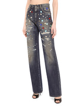 Jeans with rhinestone details - | Dolce & Gabbana
