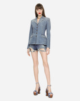 Denim shorts with ripped details - | Dolce & Gabbana