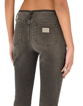 Cotton jeans with raw-cut waistband - | Dolce & Gabbana