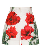 Poppy-print poplin shorts - | Dolce & Gabbana
