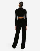 Flared jacquard pants with DG logo - | Dolce & Gabbana