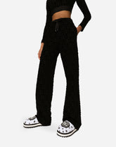 Flared jacquard pants with DG logo - | Dolce & Gabbana