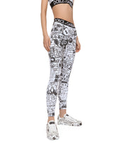 Jersey leggings with graffiti logo print - | Dolce & Gabbana