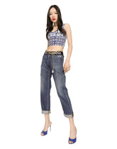 Jeans with branded elastic - | Dolce & Gabbana
