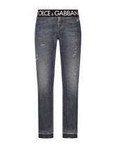 Jeans with branded elastic - | Dolce & Gabbana