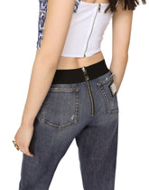 Jeans with branded elastic - | Dolce & Gabbana