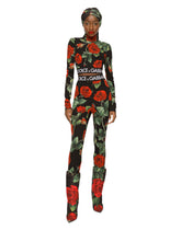 Rose-print charmeuse leggings - | Dolce & Gabbana
