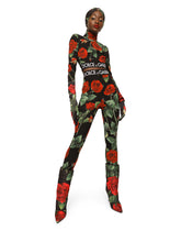 Rose-print charmeuse leggings - | Dolce & Gabbana