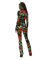 Rose-print charmeuse leggings - | Dolce & Gabbana