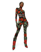 Rose-print charmeuse leggings - | Dolce & Gabbana