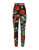 Rose-print charmeuse leggings - | Dolce & Gabbana