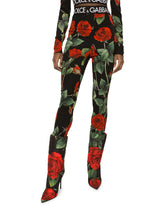 Rose-print charmeuse leggings - | Dolce & Gabbana