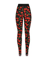 Cherry-print technical jersey leggings - | Dolce & Gabbana