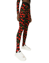 Cherry-print technical jersey leggings - | Dolce & Gabbana