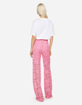 Flared branded stretch lace pants - | Dolce & Gabbana