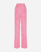 Flared branded stretch lace pants - | Dolce & Gabbana