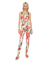 Carnation-print charmeuse leggings - | Dolce & Gabbana