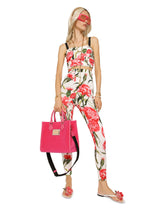 Carnation-print charmeuse leggings - | Dolce & Gabbana