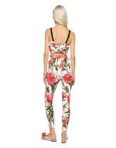 Carnation-print charmeuse leggings - | Dolce & Gabbana