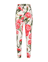 Carnation-print charmeuse leggings - | Dolce & Gabbana