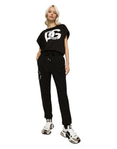 Jogging pants with DG logo patch - | Dolce & Gabbana