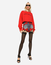 Denim shorts with lace details - | Dolce & Gabbana