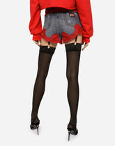 Denim shorts with lace details - | Dolce & Gabbana