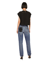 Denim and lace boyfriend jeans - | Dolce & Gabbana