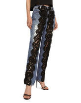 Denim and lace boyfriend jeans - | Dolce & Gabbana