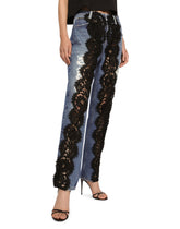 Denim and lace boyfriend jeans - | Dolce & Gabbana
