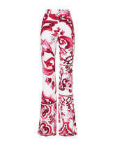 Flared Majolica-print organzine pants - | Dolce & Gabbana