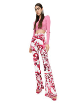 Flared Majolica-print organzine pants - | Dolce & Gabbana