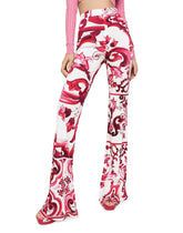 Flared Majolica-print organzine pants - | Dolce & Gabbana