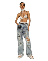 KIM DOLCE&GABBANA Patchwork denim jeans with ripped details - | Dolce & Gabbana
