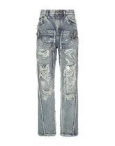 KIM DOLCE&GABBANA Patchwork denim jeans with ripped details - | Dolce & Gabbana