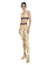 Majolica-print jersey leggings with branded elastic - | Dolce & Gabbana