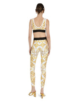 Majolica-print jersey leggings with branded elastic - | Dolce & Gabbana