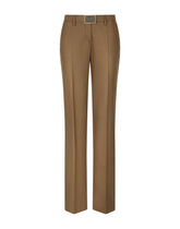 Flared flannel pants with logo tag - | Dolce & Gabbana