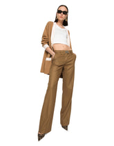 Flared flannel pants with logo tag - | Dolce & Gabbana