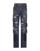 Denim cargo jeans with rips - | Dolce & Gabbana