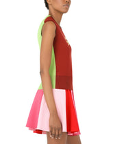 Sleeveless multi-colored silk sweater with patent leather DG patch - | Dolce & Gabbana