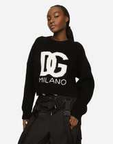 Short ribbed knit top with DG logo - | Dolce & Gabbana