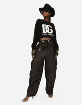 Short ribbed knit top with DG logo - | Dolce & Gabbana