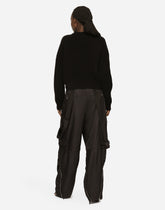 Short ribbed knit top with DG logo - | Dolce & Gabbana