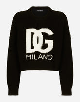 Short ribbed knit top with DG logo - | Dolce & Gabbana