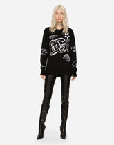 Wool sweater with intarsia and embroidery - | Dolce & Gabbana