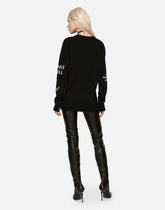 Wool sweater with intarsia and embroidery - | Dolce & Gabbana