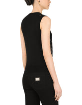 Sleeveless sweater in wool and lace - | Dolce & Gabbana