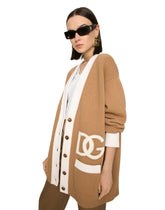 Long wool cardigan with embroidered DG patch - | Dolce & Gabbana